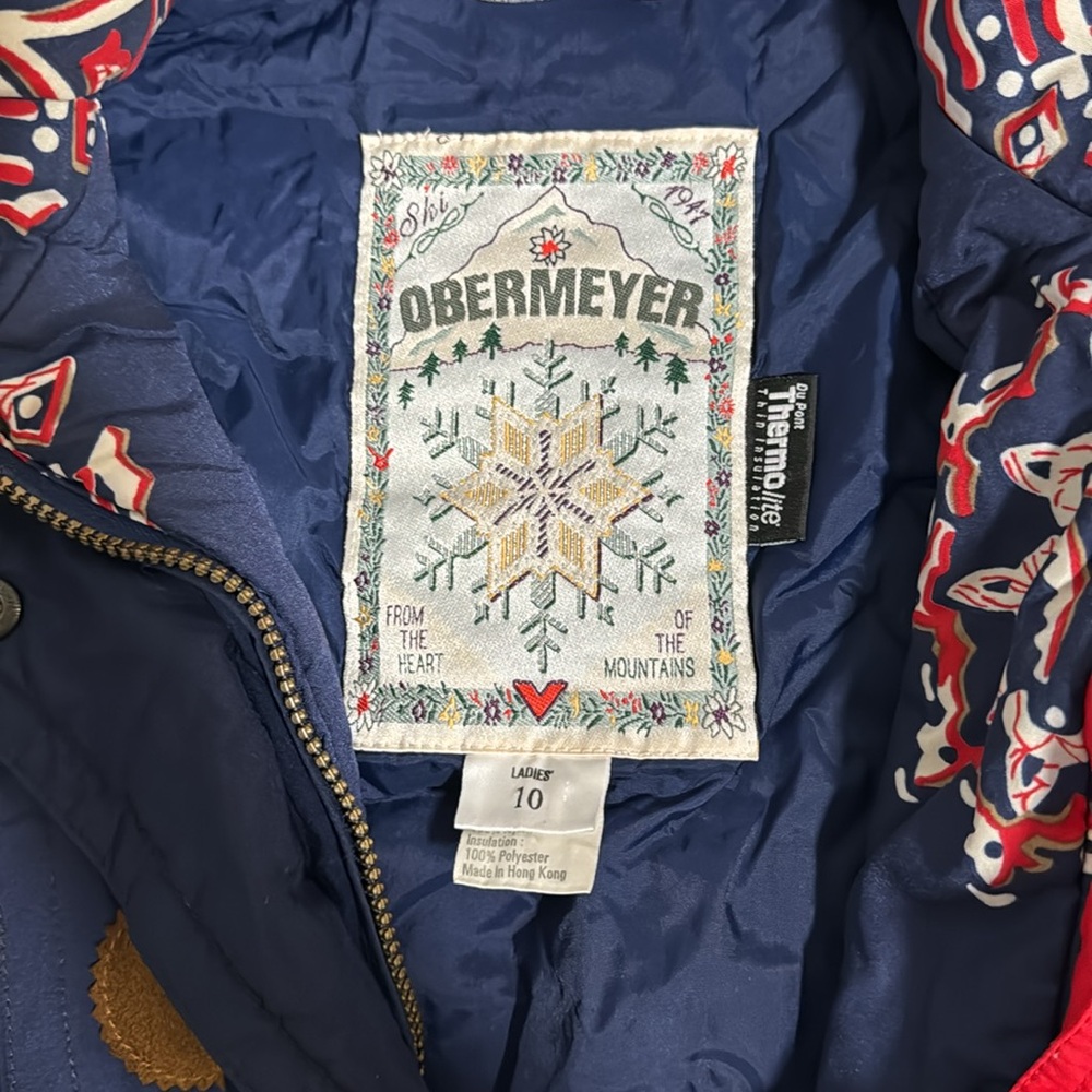 Obermeyer Navy Ski Jacket With Patterned Hood - image 3